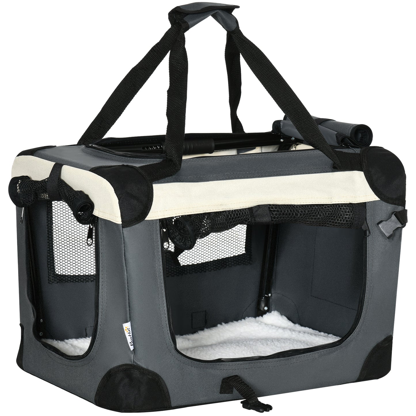 51cm Foldable Pet Carrier, with Cushion, for Mini Dogs and Cats - Grey