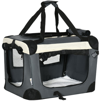 51cm Foldable Pet Carrier, with Cushion, for Mini Dogs and Cats - Grey