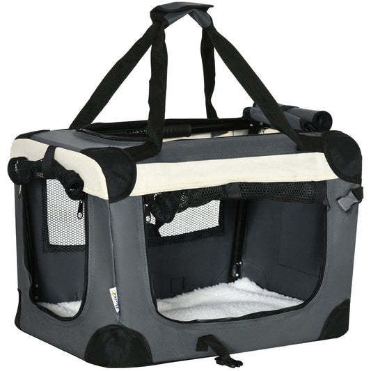 51cm Foldable Pet Carrier, with Cushion, for Mini Dogs and Cats - Grey