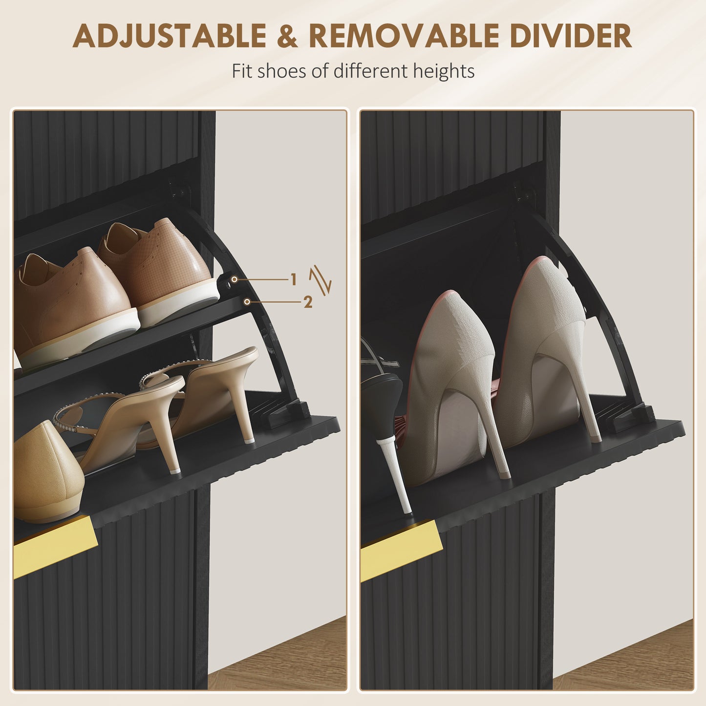 Elegant Three-Drawer Shoe Cabinet - Black