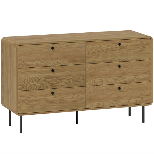 Chest of Drawers, 6 Drawer Dresser - Oak