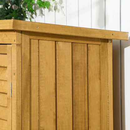 Wooden Garden Storage Shed with Shelves, Outdoor Tool Cabinet with Asphalt Roof for Patio Organisation, 87cm x 47cm x 160cm