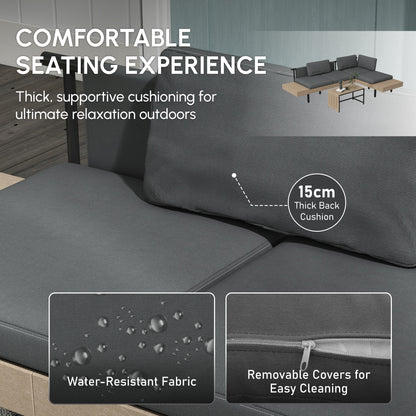 Three-Piece 'L' Garden Sofa Set - Grey