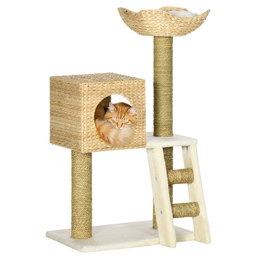 Cat Tree, with Scratching Posts, Bed, Cat House - Natural Finish