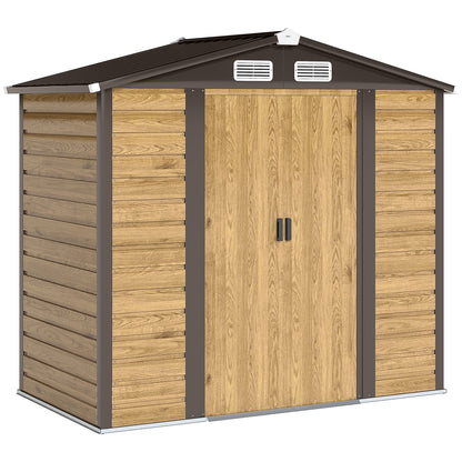 7 x 4ft Garden Shed, Easy to Assemble, Upgraded Galvanised Steel Frame with Foundation Kit, Double Doors with Lock