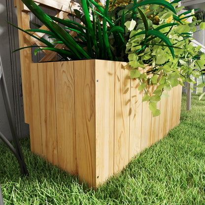 52L Wooden Planter, with Trellis and Shelves - Natural Finish