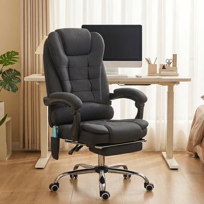 Six-Point Massage and Heated Office Chair with 135°Recline Back - Black
