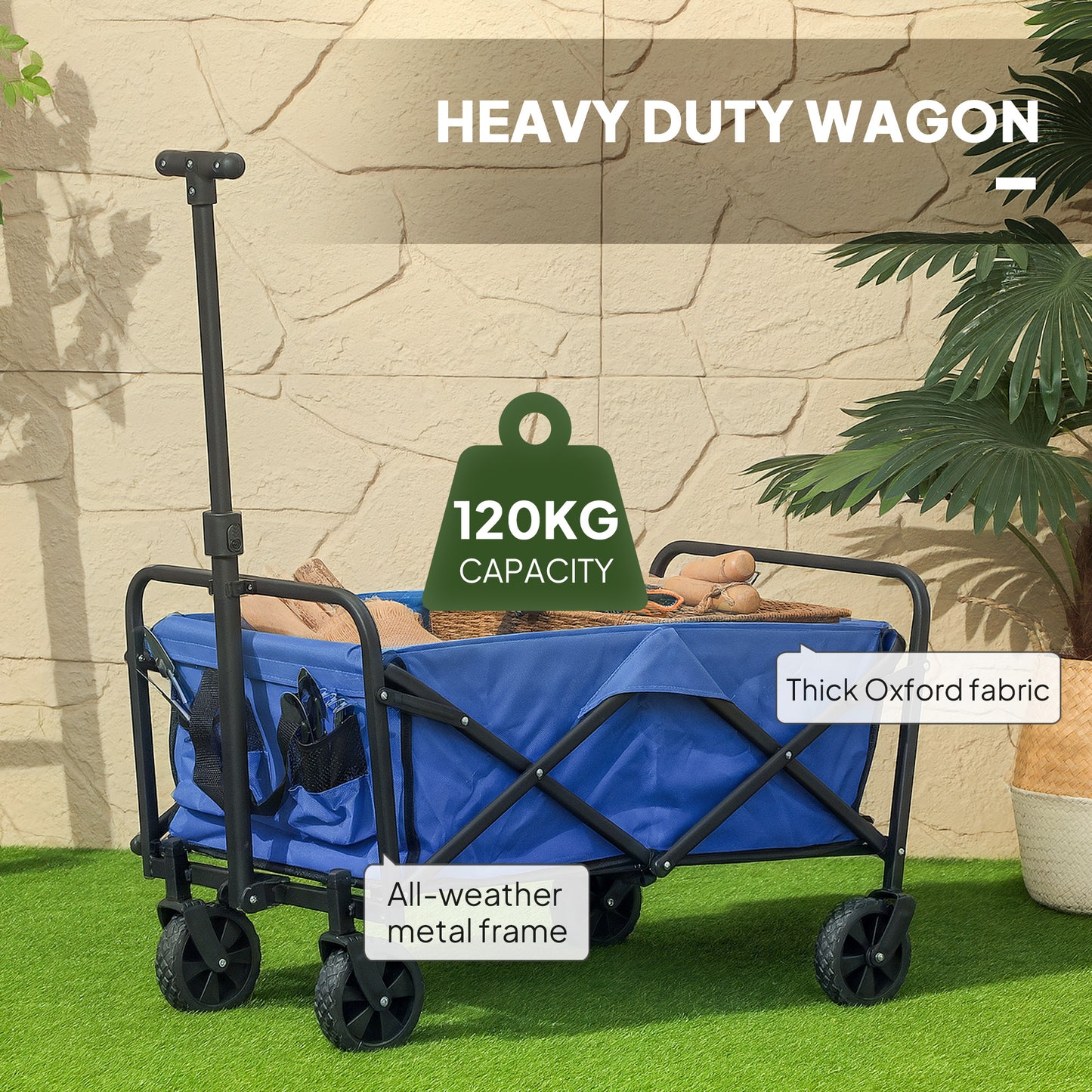93L Festival Trolley on Wheels, Garden Folding Trolley Cart