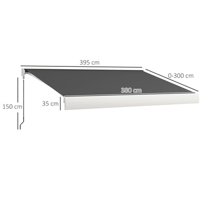 4 x 3(m) Electric Retractable Awning with Remote Controller, Aluminium Frame Sun Canopies for Patio Door Window