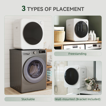 4kg Front Load Laundry Dryer, Portable Clothes Dryer with 2 Power Modes, 400W/800W, White