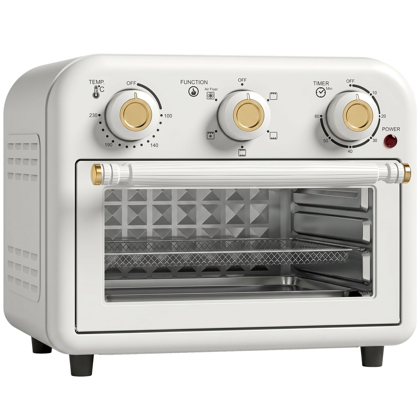 Air Fryer Toaster Oven, Convection Countertop Oven, with Adjustable Temperature and Timer, 12 L, Cream White