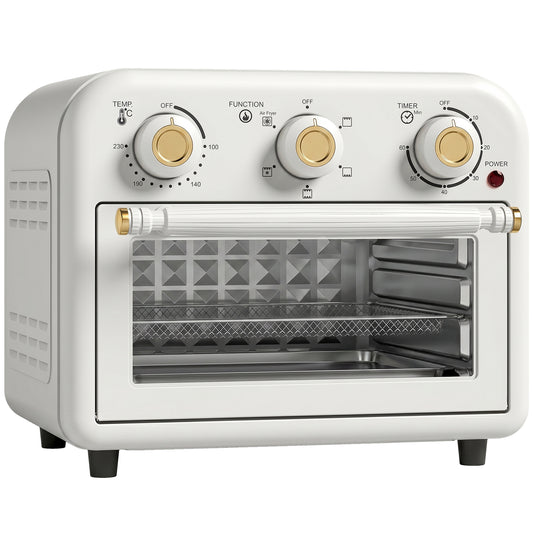 Air Fryer Toaster Oven, Convection Countertop Oven, with Adjustable Temperature and Timer, 12 L, Cream White