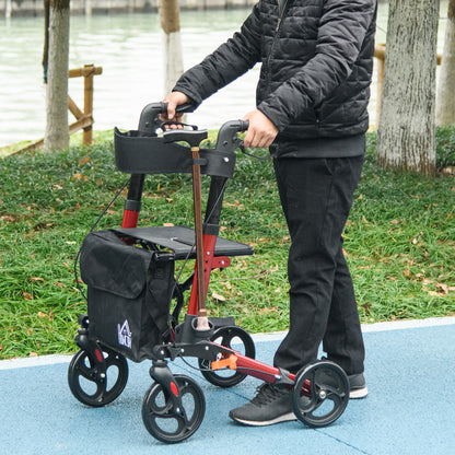 Rollator Walker with Seat, Compact Quick Folding Mobility Walker with 8" Wheels, Carry Bag, Adjustable Height
