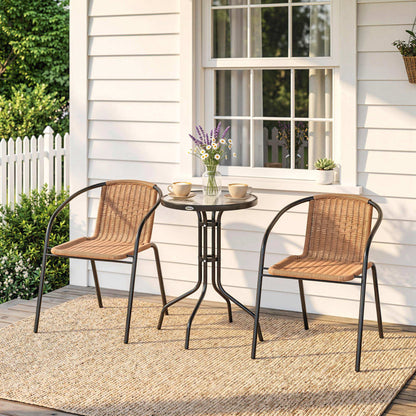 3 Pieces Rattan Bistro Set - Brown