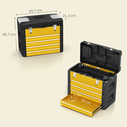 4 Drawers Large Toolbox - Yellow