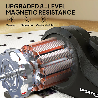 Under Desk Elliptical Machine with LCD Monitor, 8 Adjustable Magnetic Resistances for 2-in-1 Seat & Stand Up Exercise