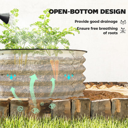 Set of 2 Raised Garden Bed, Metal Planter Box with Safety Edging, Easy-to-assemble Stock Tank, Cream White