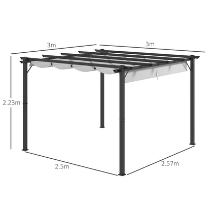 3 x 3(m) Aluminium Pergola Canopy Gazebo Awning Outdoor Garden Sun Shade Shelter Marquee Party BBQ, Light Grey