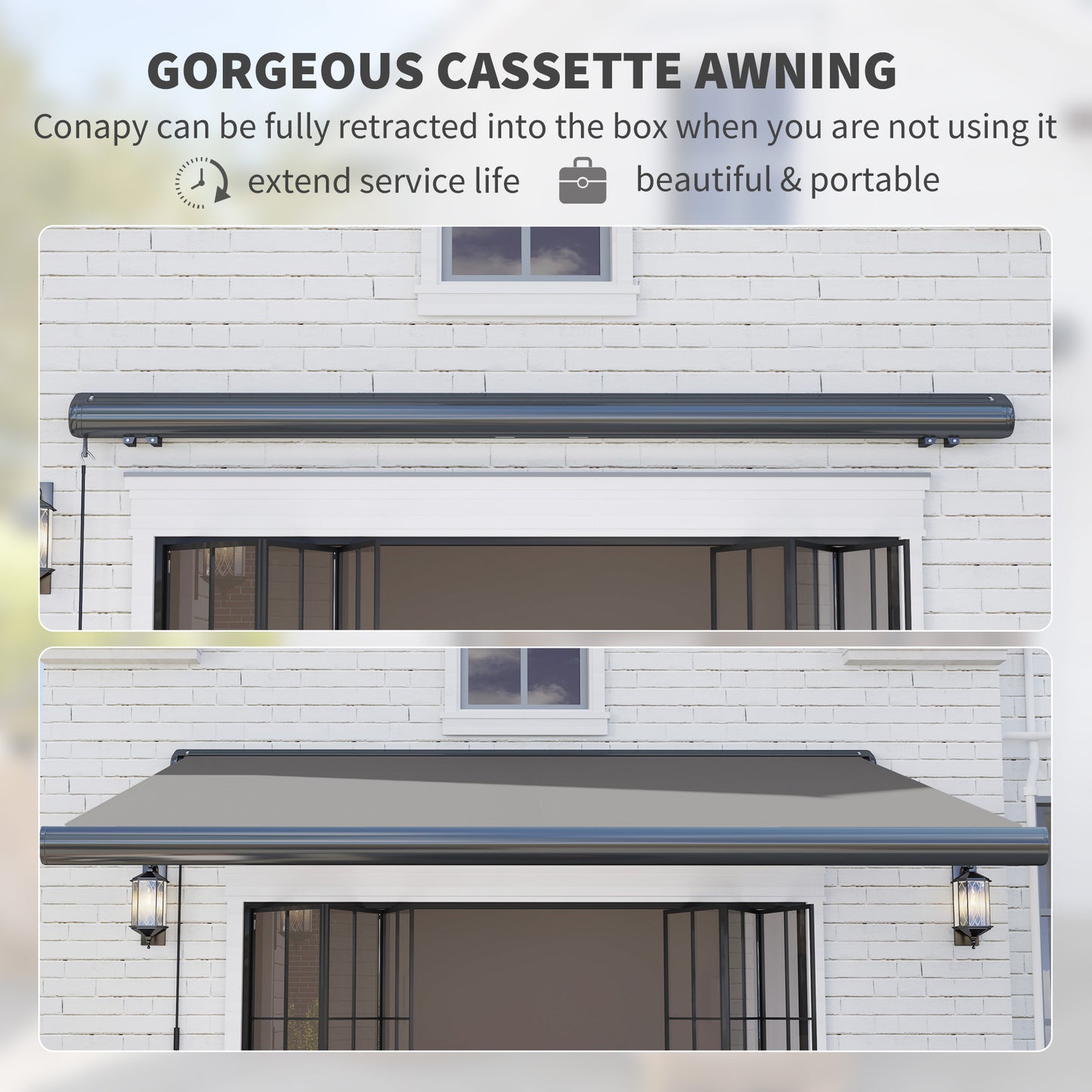 3.5 x 3 m Electric Awning with Remote Controller, Aluminium Frame DIY Retractable Awning