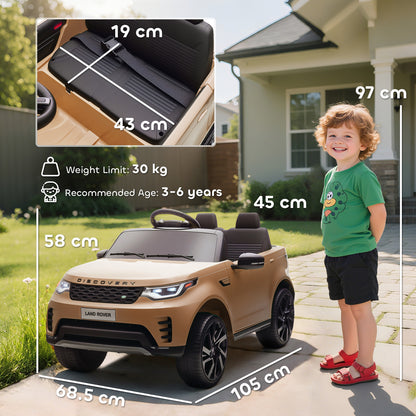 Land Rover Discovery Licensed 12V Kids Electric Car with Remote, 4 Wheel Suspension, Slow Start, Lights, Music, Khaki