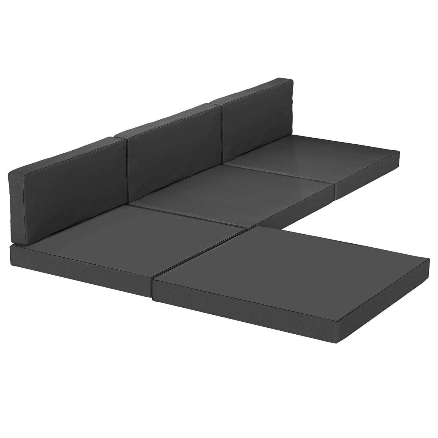 7-Piece Patio Furniture Cushions, Outdoor Loveseat Cushion with Removable Covers for Rattan Furniture, 60x60 cm, Black