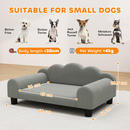 Elevated Dog Sofa Bed, Breathable Pet Sofa with Backrest and Armrest for Small Dogs, Grey