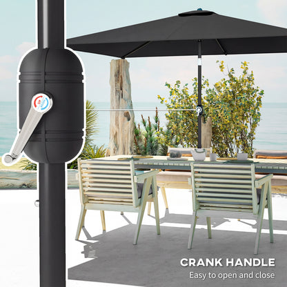 Garden Parasol, Parasol Umbrella with Crank Handle, Tilt Function, Polyester Canopy, Black