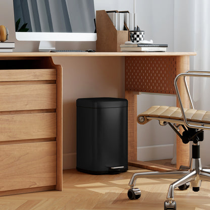 20L Modern Boxy Metal Home Kitchen Bin - Black