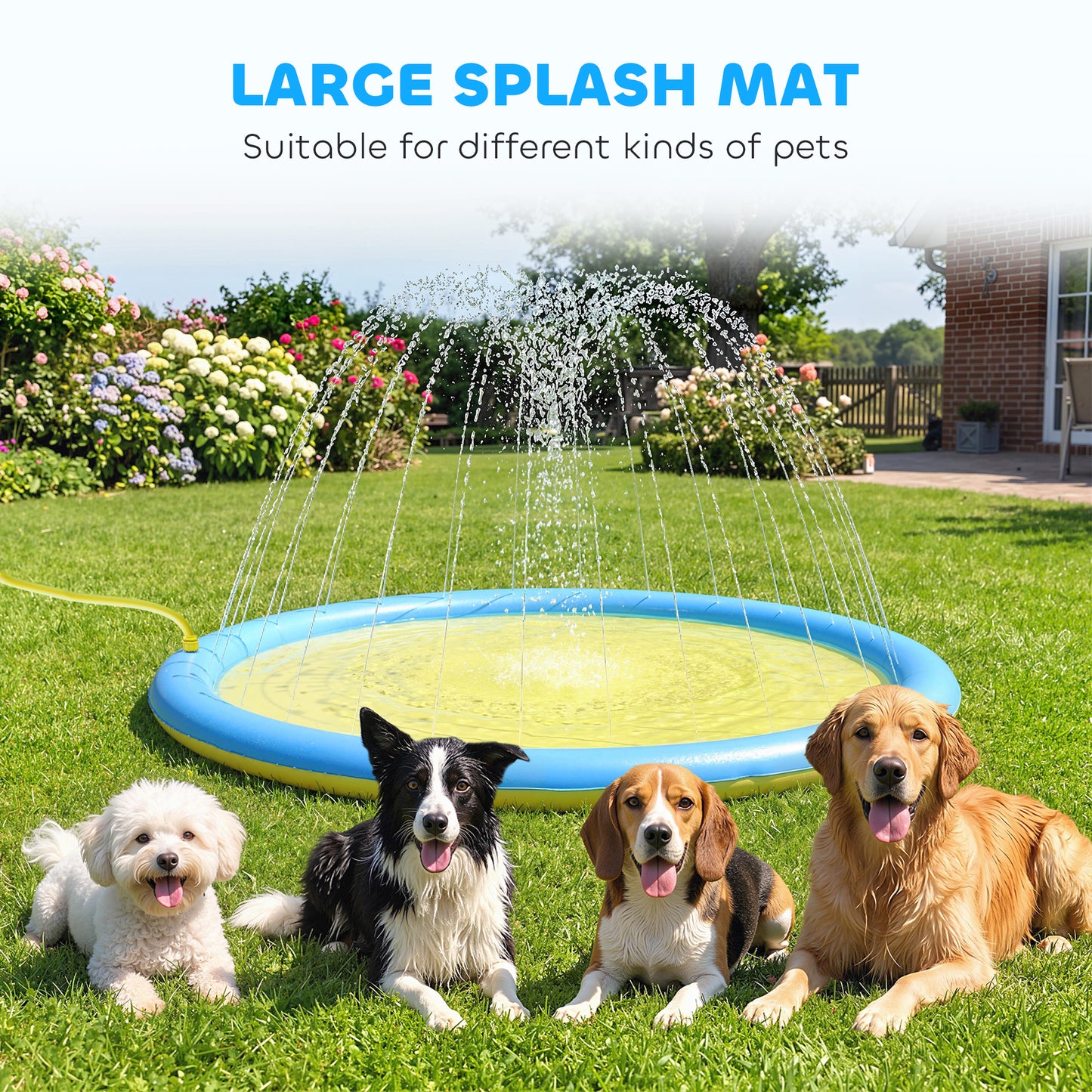 Dog Splash Pad for Pets Dog Bath Pool Water Game