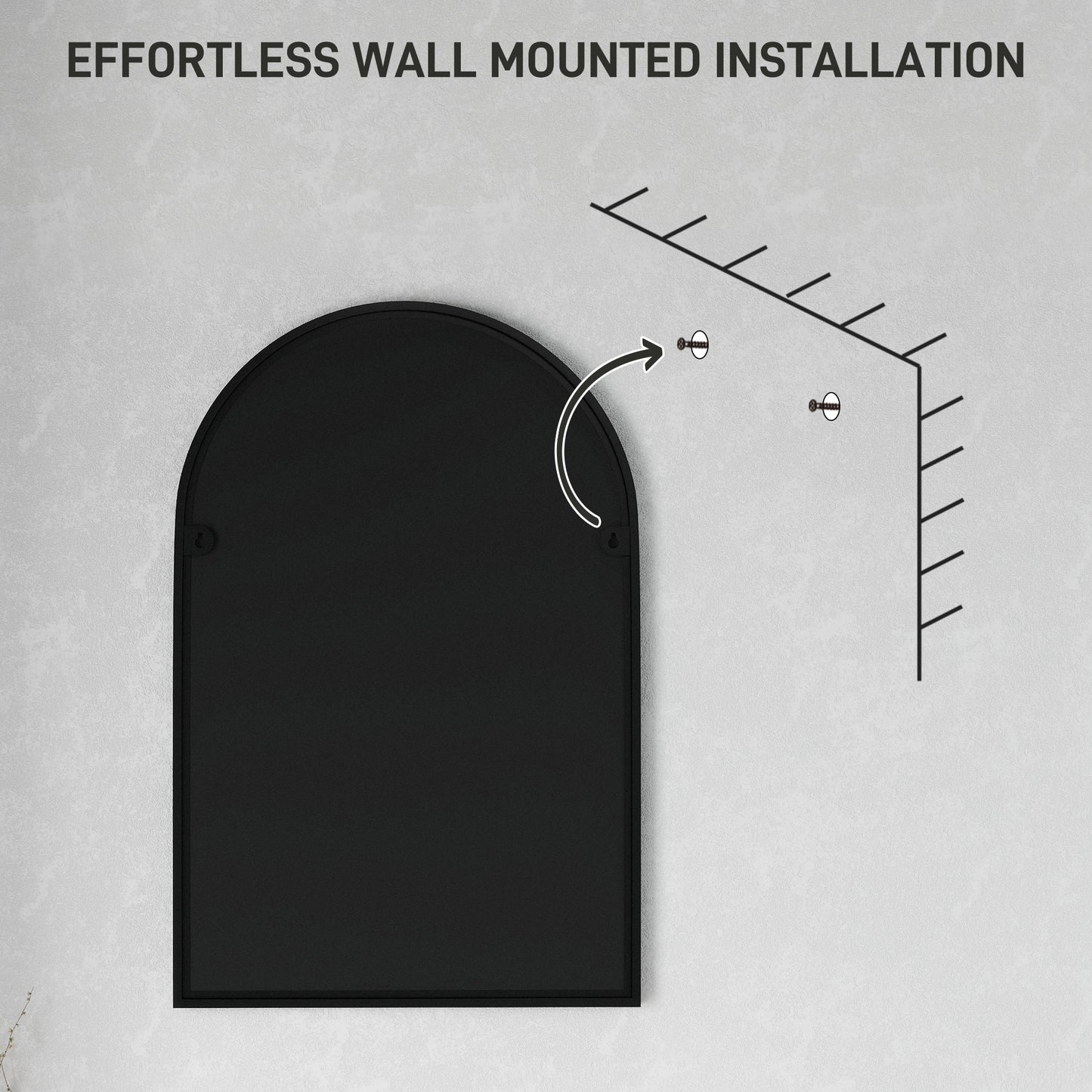 60 x 90cm Arched Home Mirror - Black