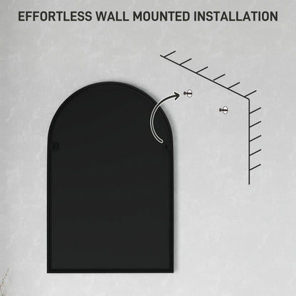 60 x 90cm Arched Home Mirror - Black