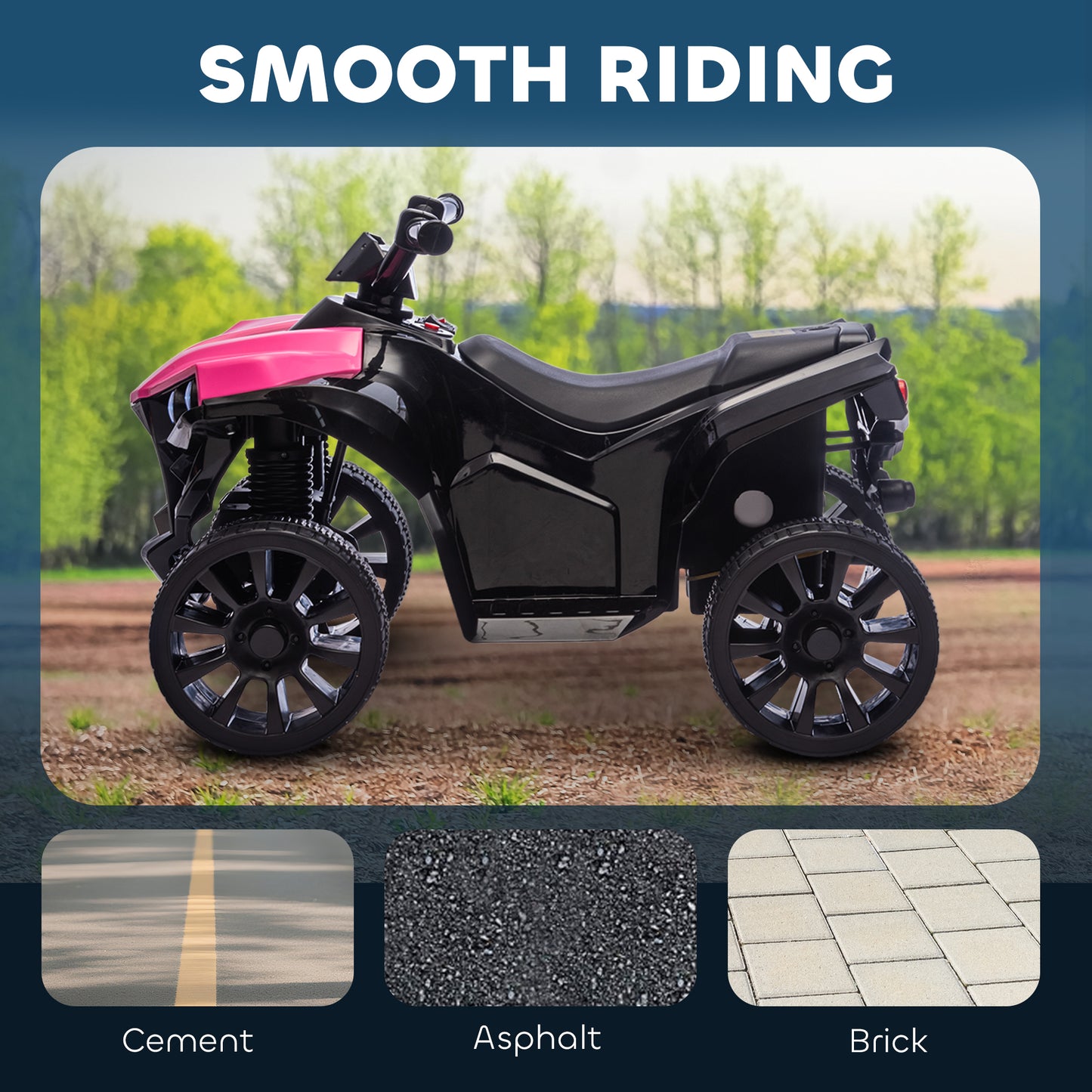 6V Kids ATV, 4 Wheeler Electric Ride on Car with Music and LED Headlights, for Ages 18-56 Months Boys and Girls, Pink