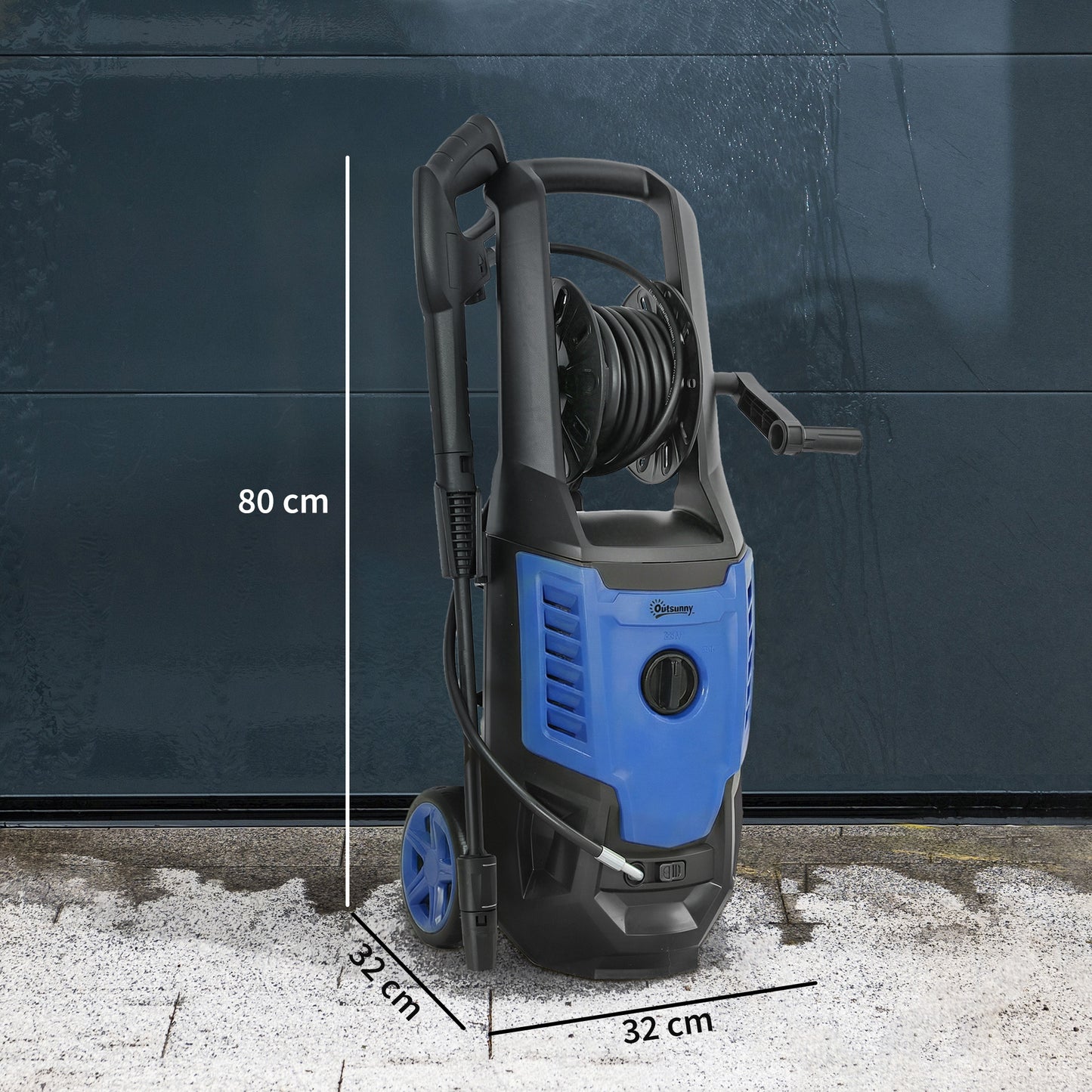 2200W High Pressure Washer, 170 Bar Pressure Washer with Adjustable Nozzle and 6M Hose, 32W x 32D x 80H cm Blue