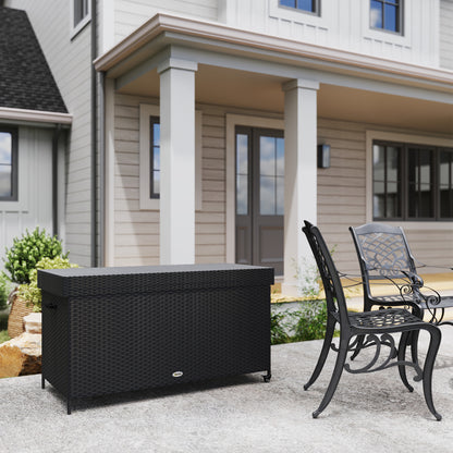 627 L Rattan Storage Box - Black