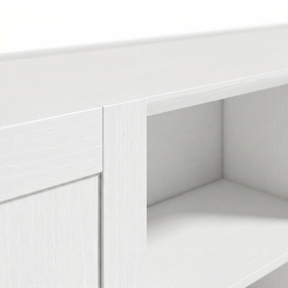 Sideboard Buffet Cabinet, 133 cm Storage Cabinet with 2 Open Shelves, 2 Cupboards and Soft Close Doors, White
