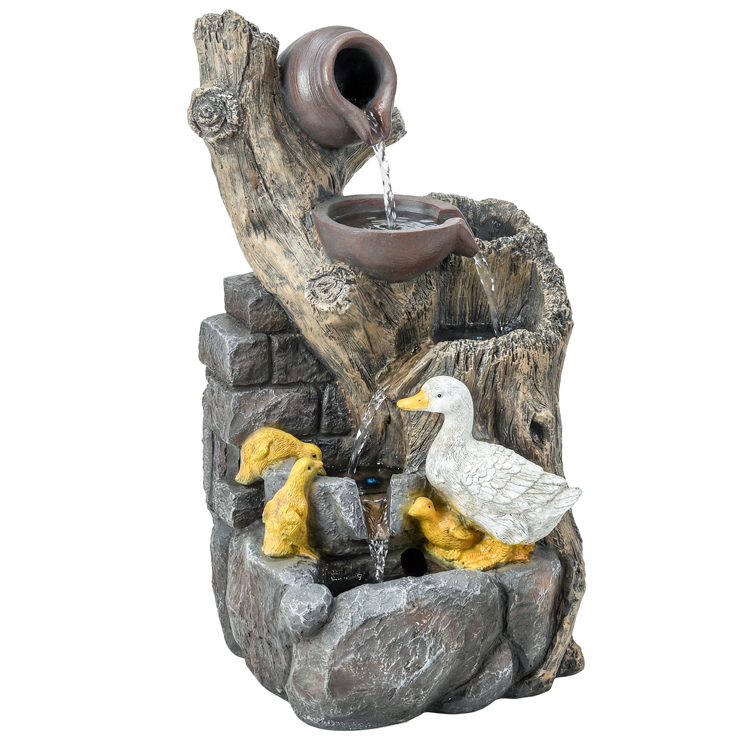 5-Tier Outdoor Waterfall Fountain, Freestanding Self-Contained Cascading Water Feature Garden Landscape