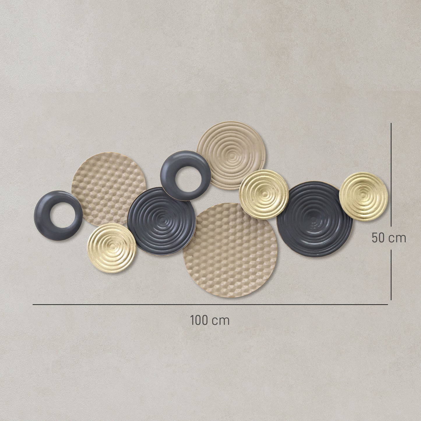 Metal Wall Art, Modern Hanging Wall Decor with Multi-Disc Design for Living Room Bedroom Dining Room