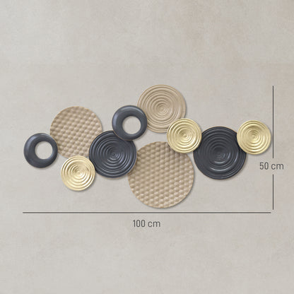 Metal Wall Art, Modern Hanging Wall Decor with Multi-Disc Design for Living Room Bedroom Dining Room