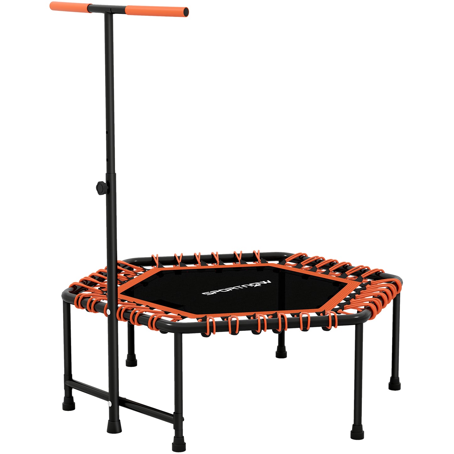 45" Rebounder Trampoline for Adults, Quiet Bungee Rebounder with LED Lights and Adjustable Handle, Orange