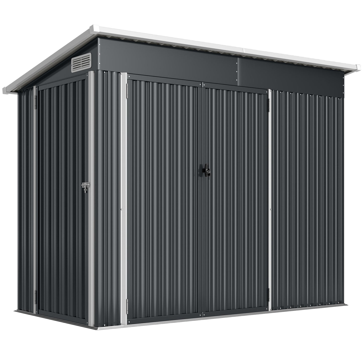 7.5 x 4.3ft Metal Garden Storage Shed, Waterproof Outdoor Shed with Triple Lockable Door, Gloves, Vents, Dark Grey