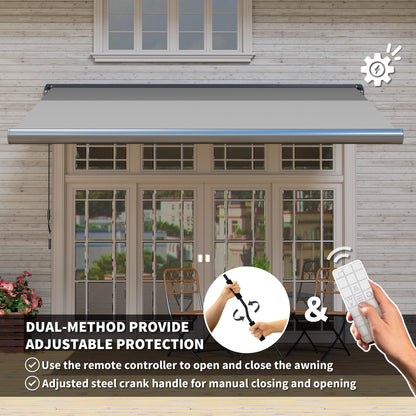 3.5 x 3 m Electric Awning with Remote Controller, Aluminium Frame DIY Retractable Awning
