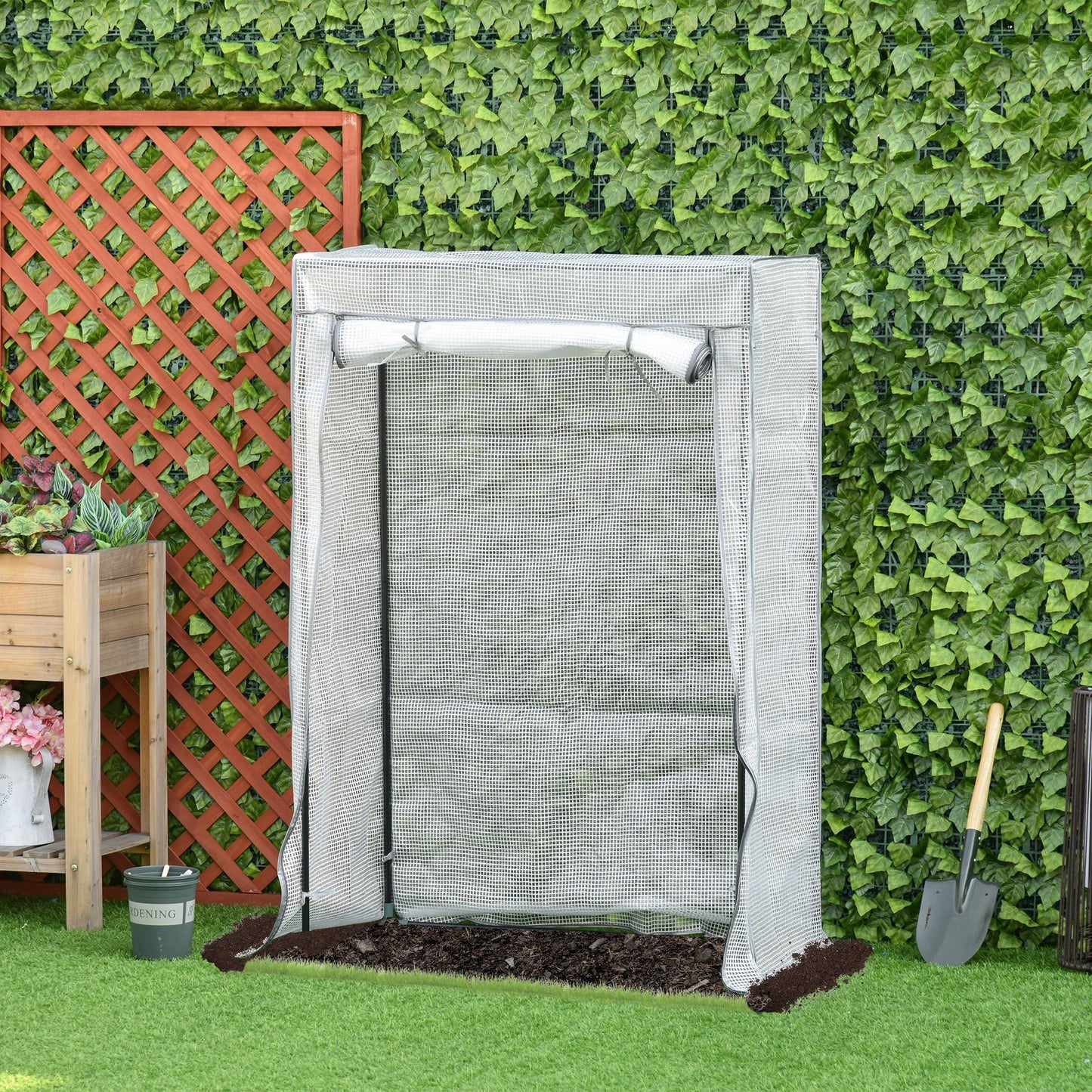 100 x 50 x 150cm Tomato Greenhouse with Roll-up Door, Mini Greenhouse with PE Cover