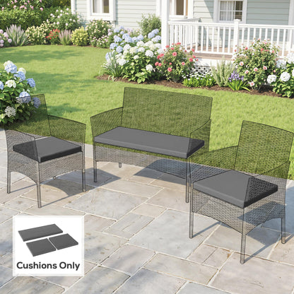 Outdoor Seat Cushion Pads for Rattan Furniture, 3 PCs Garden Furniture Cushions, Dark Grey