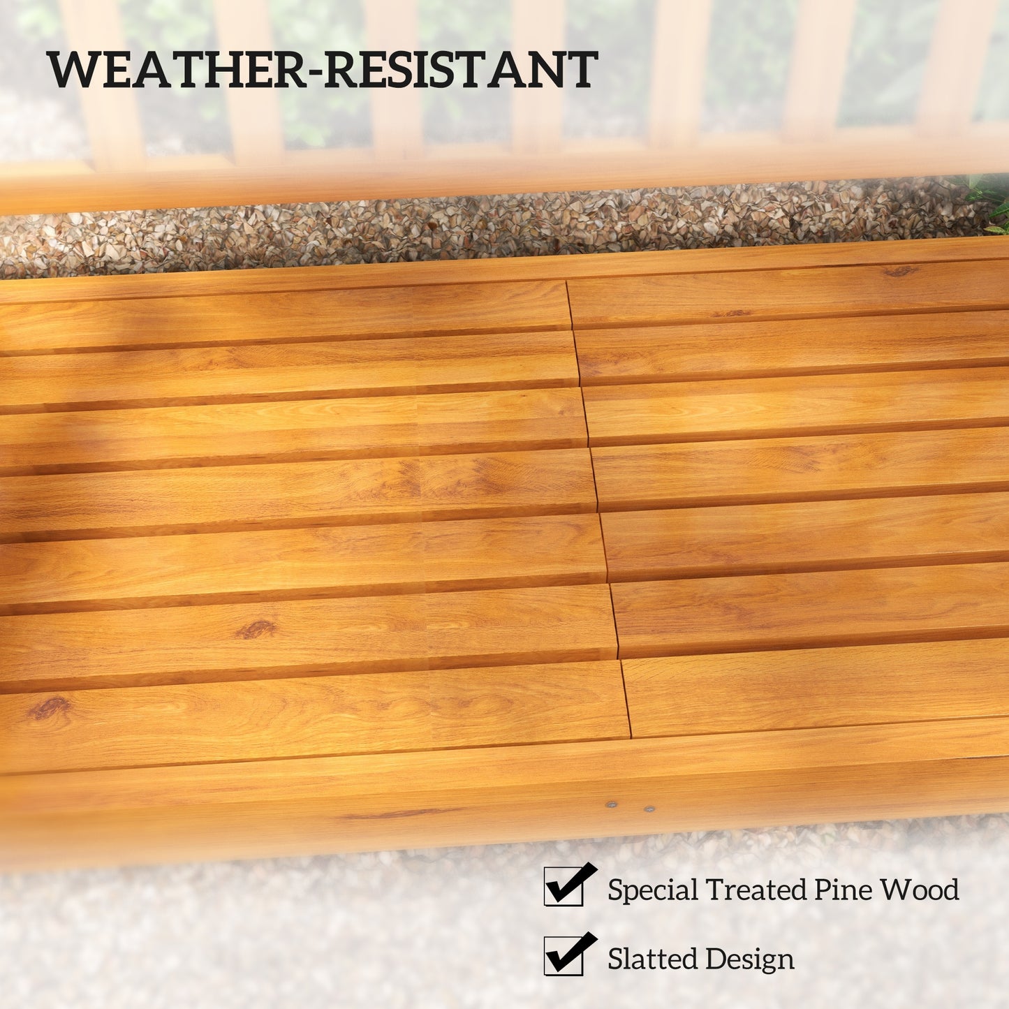 Wooden Bench with Liftable Middle Table, Outdoor Bench, Patio Loveseat for Porch, Garden, Seats 2-3 People