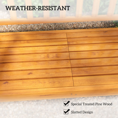 Wooden Bench with Liftable Middle Table, Outdoor Bench, Patio Loveseat for Porch, Garden, Seats 2-3 People