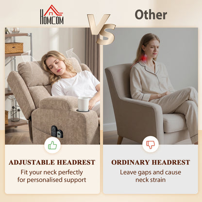Power Lift Recliner Chair with Vibration Massage and Heat, Chenille Riser and Recliner Armchair for Elderly, Brown