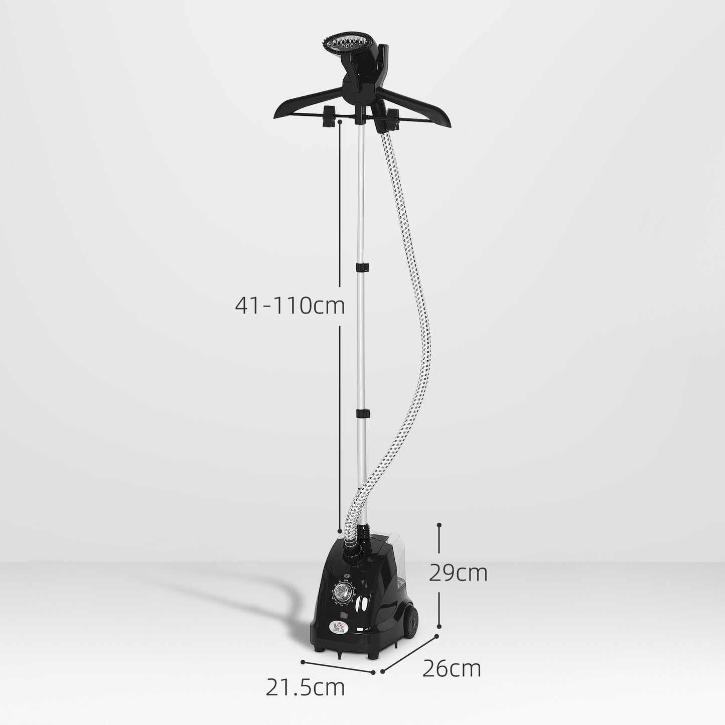 Clothes Steamer with Adjustable Pole Clothes Steamer 11 Steam Levels 41-110 cm Black