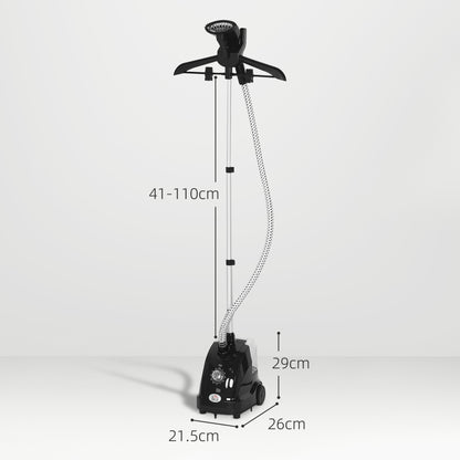 Clothes Steamer with Adjustable Pole Clothes Steamer 11 Steam Levels 41-110 cm Black
