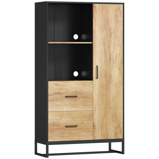 Tall Kitchen Cupboard, Freestanding Kitchen Pantry Cabinet with Adjustable Shelves, Drawers and Soft Close Door, 160cm