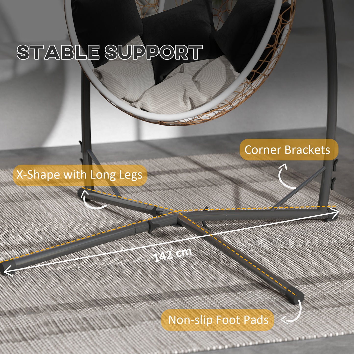Hammock Chair Stand Only, Hanging Chair Stand with X-Shape Base